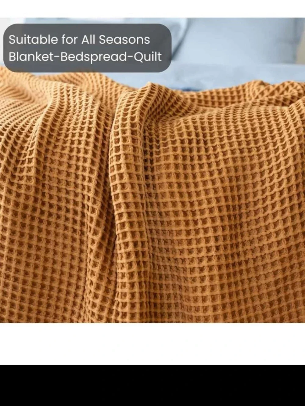 100% Turkish Cotton Waffle Blanket King Size Caramel - Premium Quality, Light